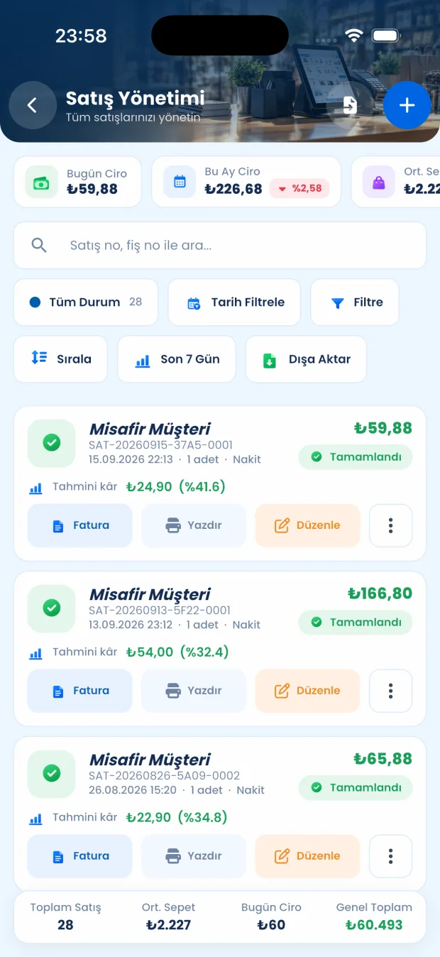StokX mobil satış yönetimi ekranı